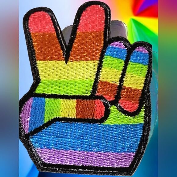 PEACE LGBTQ GAY & LESBIAN Pride Iron-On PATCH BADGE 2.5" x 3.5" Inc SET OF TWO - Picture 13 of 13